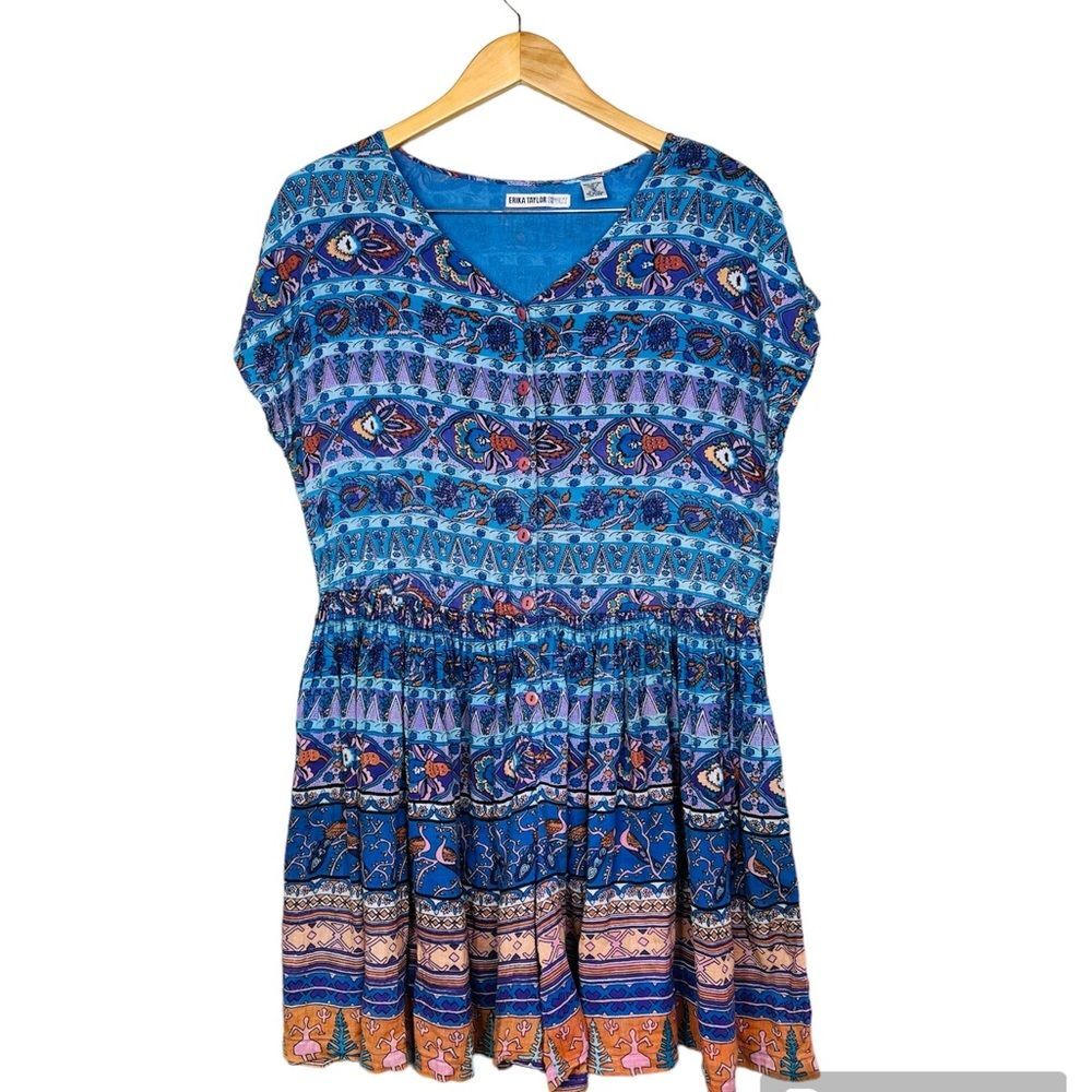 Vintage bohemian 90s flowy romper, size medium 100% cotton
